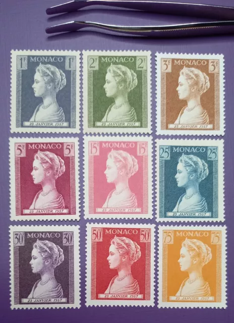 Monaco 🇲🇨 1957 "Princess Grace Patricia Caroline" Stamps ×9 + FREE Shipping