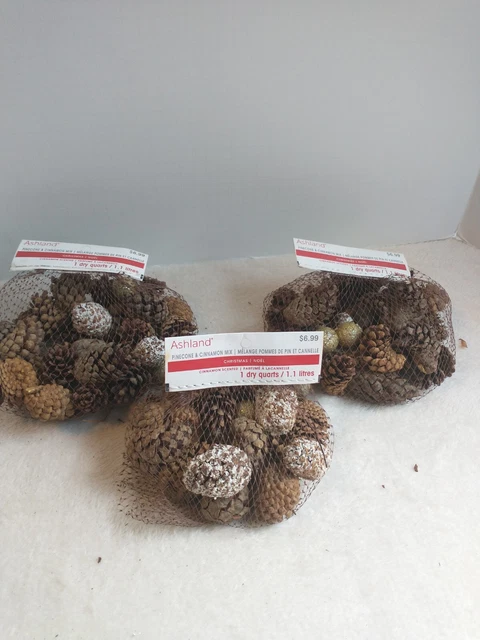 Decoraciones navideñas de canela perfumada ceniza 1 bolsa de cuarto seco lote de 3