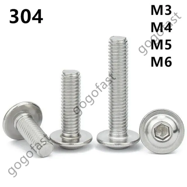 M3 M4 M5 M6 Hex Socket Bolt Button Flanged Washer Head Screw 304 Stainless Steel