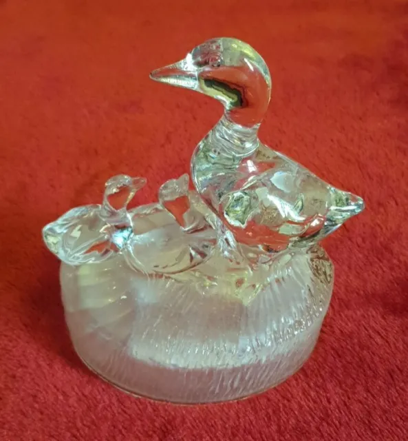 Vintage Crystal RCR Glass Duck And Ducklings Figurine Ornament