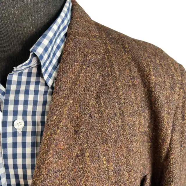 Vintage Harris Tweed Alexandre Made in England Brown Striped Jacket Wool 44