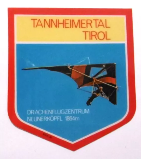 Souvenir-Aufkleber Tannheimer Tal Drachenflugzentrum Neunerköpfl Tirol 80er