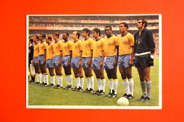 Bergmann Fußball 1970/71-Weltmeister Brasilien Mannschaft mit Pele #1 geklebt