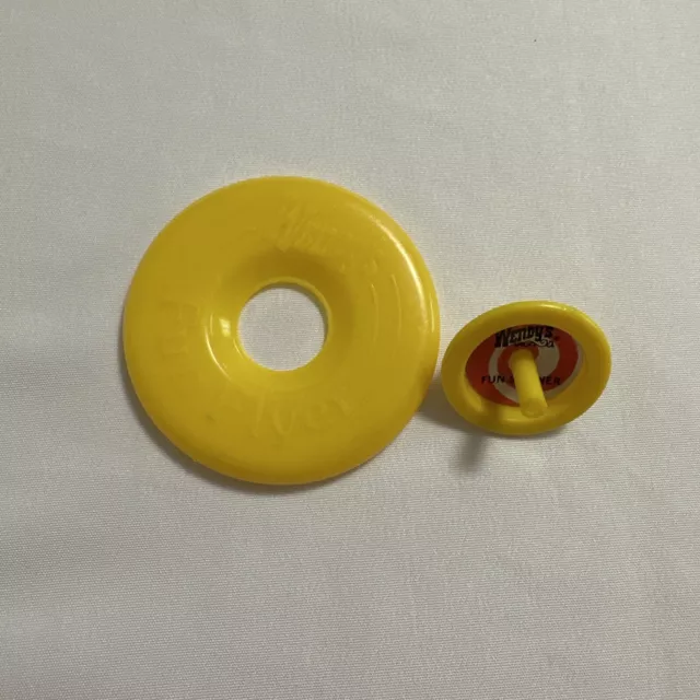 Wendy’s Wendys Fun Flyer & Fun Spinner Kid's Meal Toy Vintage 1980s Yellow