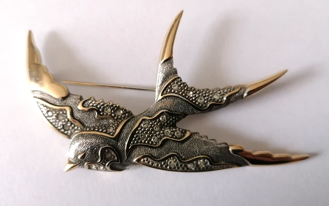 Broche Vintage Tulipe CELINE T Saxe Paris - Métal Doré Ancien - Bijou Fleuri Rétro Pour Femme