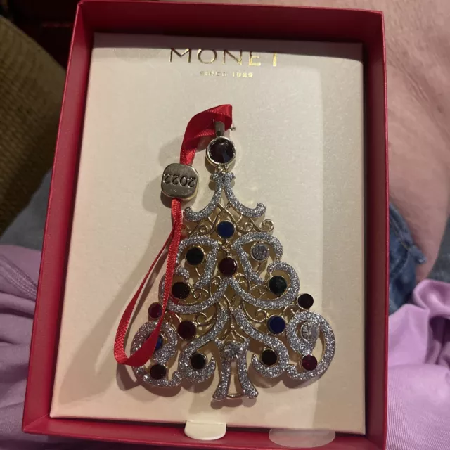 Beautiful￼ New Monet Rhinestone Christmas Tree Ornament Elegant New In Box 2022