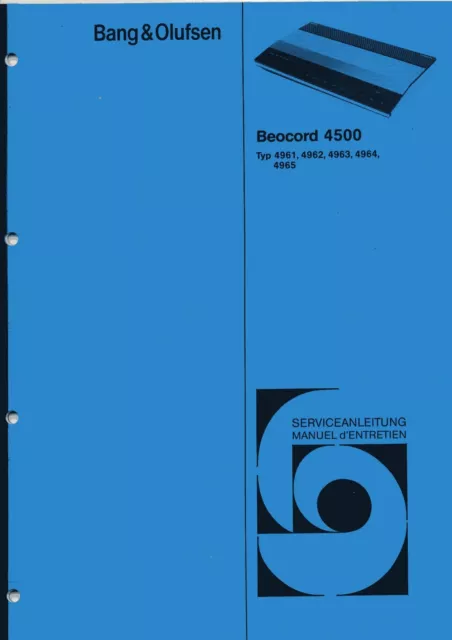 Service Schematics for Bang Olufsen Beocord 4500 (4961,4962,4963,4964,4965)