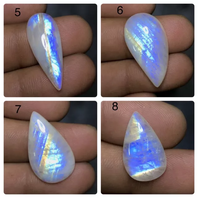 Supreme ! Natural Rainbow Moonstone Fire Cabochon  Loose Top Gemstone  AAA+ 11