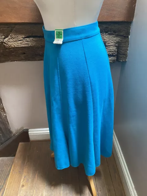 Vintage 1980s St.Michael Jersey knit skirt Turquoise BNWT Gorgeous Panels Flarex 2