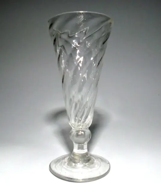 Antique Georgian 18th Century Wrythen Dwarf Ale Glass, 13.5cm