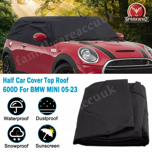 Soft Top Roof Protector Half Cover for Mini Cooper Convertible - 2004  onwards (115) - BLACK