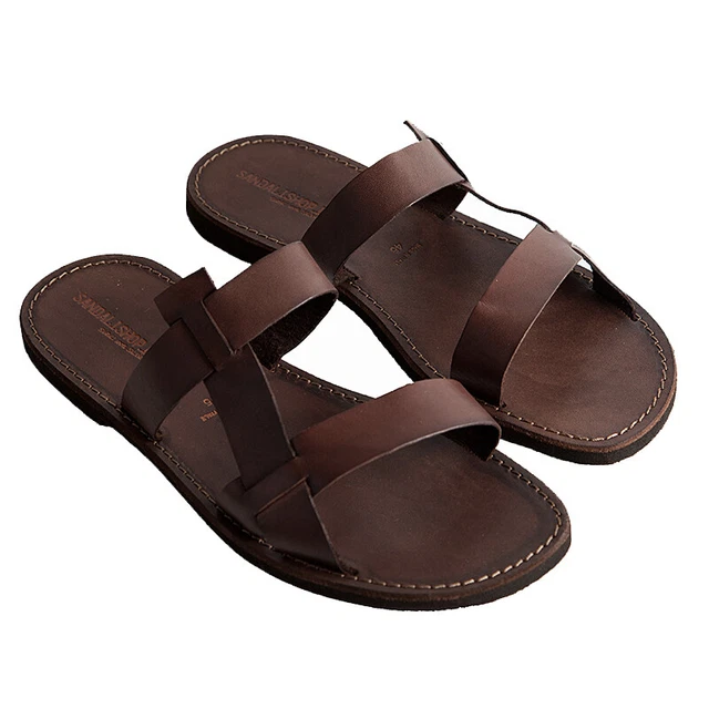SANDALI UOMO CIABATTE in PELLE artigianali Marrone da mare comode in Cuoio EUR 41 99 PicClick IT