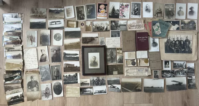 A WW1 R.F.C. Medal Group, boxes, Service Book, Memo Book + Huge amount of Photos