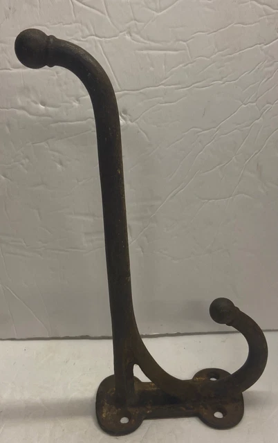 Vintage Iron Coat Tack Harness Barn Hook 12” Long Large Cast Iron Double Hook