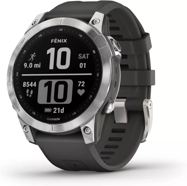 Garmin fēnix 7 Multisport GPS Watch, Silver with Graphite Band