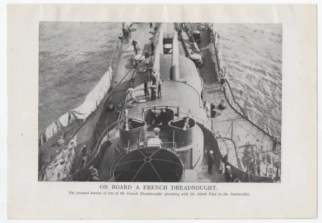 c1914 WWI Photo print A FRENCH DREADNOUGHT IN THE DARDANELLES Size: 9.5" x 6.5"