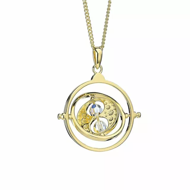 Harry Potter Time Turner Gold Plated Sterling Silver Necklace with Crystals