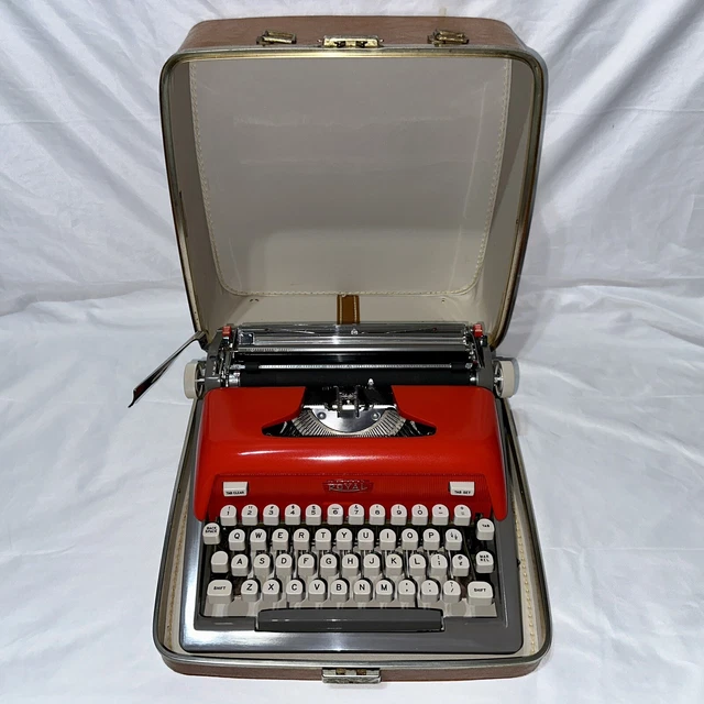 Vintage Red Royal Futura 800 Portable Typewriter with the Case  - Works