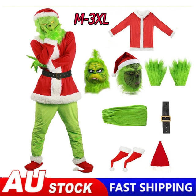 Adults The Grinch Costume Xmas Party Cosplay Christmas Santa Fancy Dress Outfits