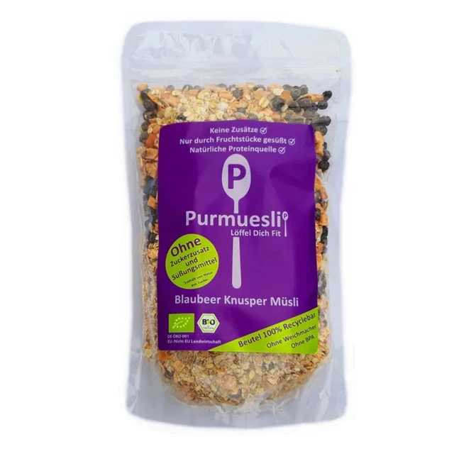 Purmuesli BIO - croccante mirtilli cereali senza zuccheri aggiunti o dolcificanti