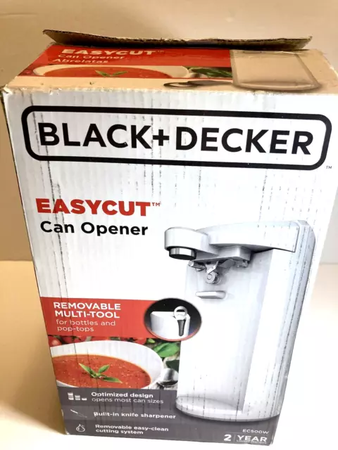 BLACK+DECKER EasyCut Extra-Tall Can Opener, White, EC500W