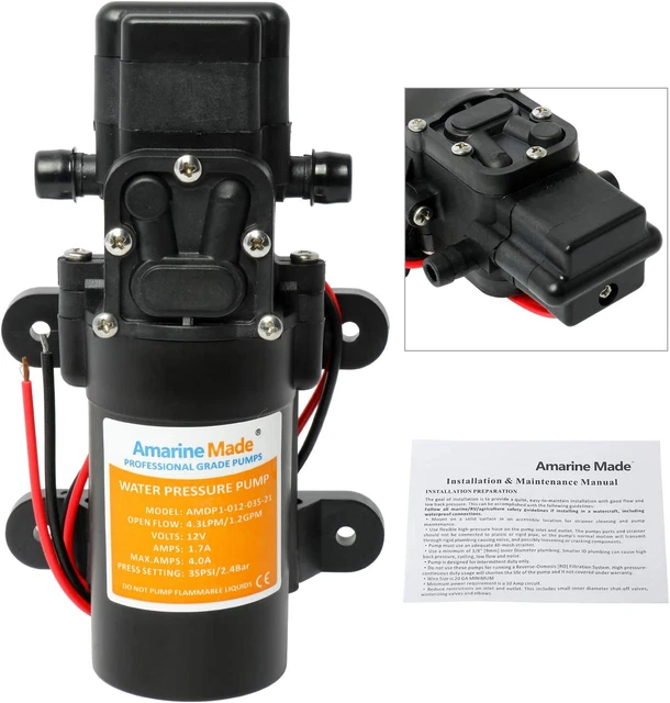 Amarine Made Fresh Water Pump Self Priming Sprayer Pump Water Pressure Pump 12V