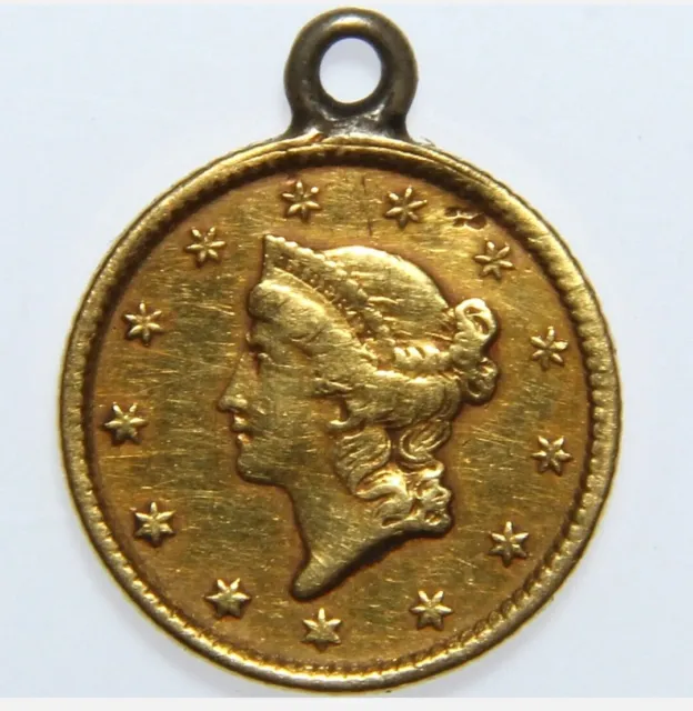 1852 US Gold Dollar G$1, Mount Soldered,