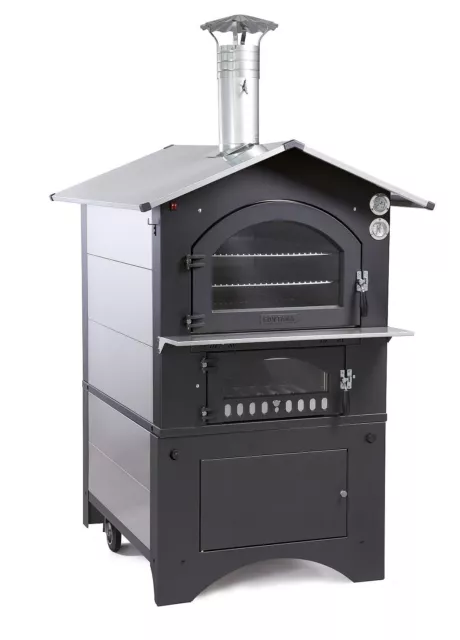 Holzbackofen / Pizzaofen Fontana Gusto 80x54 Garten-Backofen mit Unterwagen