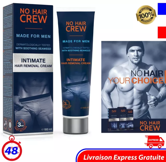 NO HAIR CREW Creme Epilatoire Zone Intime pour Homme Aine Pubis Fesses Vegan Fr