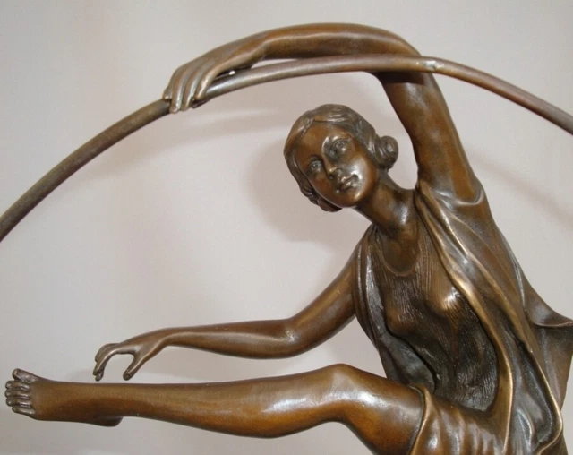 Estatua Bailarín Sexy Art Deco Estilo Art Nouveau Estilo Bronce sólido Firmado 2