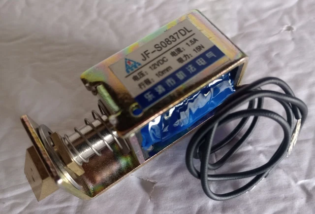 JF-S0837DL DC 12V 1A 12W 15N 10mm Pull Type Linear Motion Solenoid Electromagnet