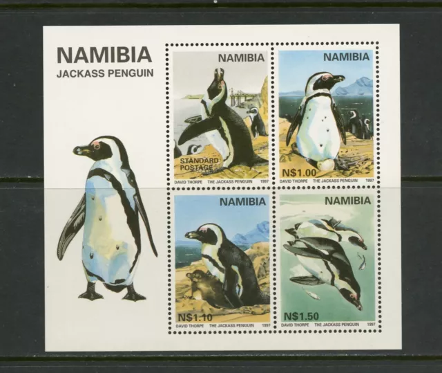 F029 Namibia 1997 fauna birds Jackass Penguins sheet MNH