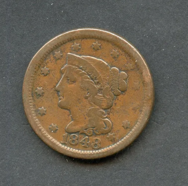 United States 1848 Braided Hair Large Cent As Shown You Grade It