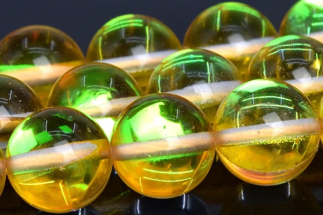 Yellow Mystic Aura Quartz Beads Round Loose Beads 6/8/10MM