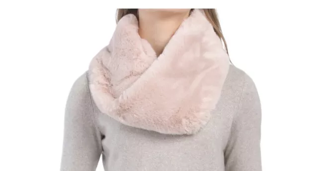 NWT Aspen Blush Pink Faux Fur Twisted Snood Infinity Neck Warmer Scarf