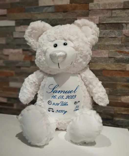 Teddy Engel Personalisiertes Kuscheltier individuell mit Name, Daten bestickt