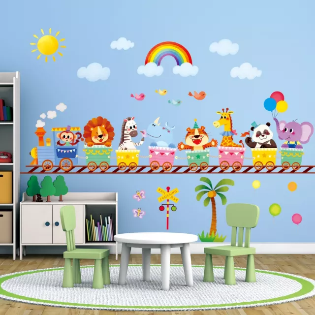 Decowall SG-2205 Animals Train Nursery Kids Removable Wall Stickers Decal 3