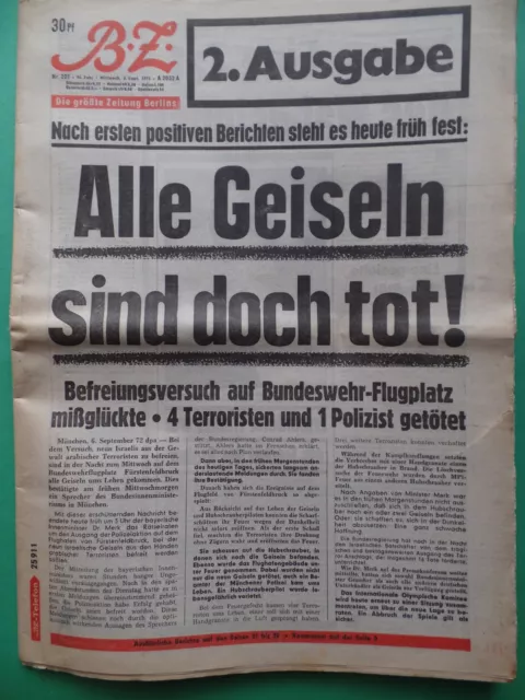 Attentat Olympia 1972 - BZ 6. September - Alle Geiseln sind doch tot!