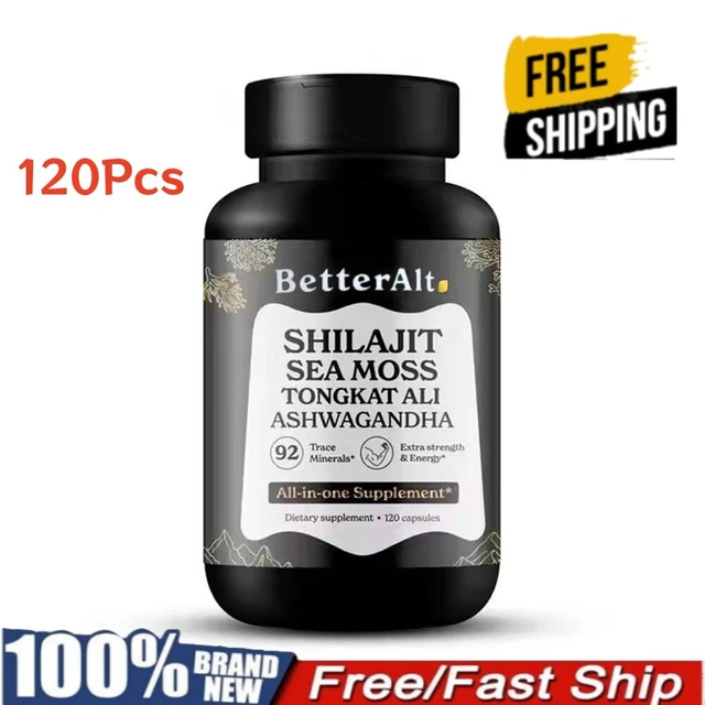 NEW BETTERALT SHILAJIT Sea Moss Ashwagandha 92 Minerals Supplement 120 ...