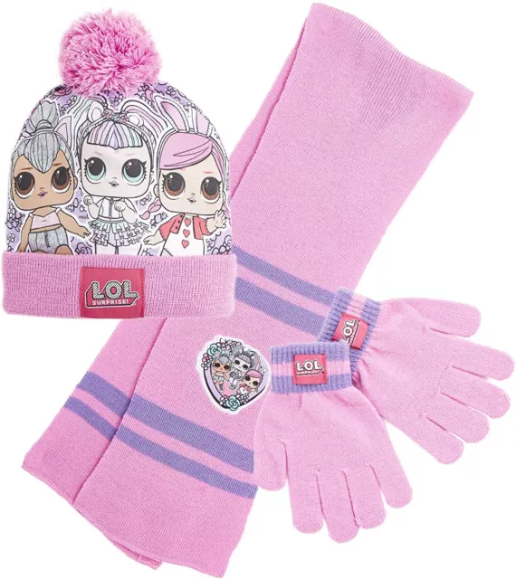 L.O.L. Surprise ! Bonnet Chapeau Hiver Écharpe Gants Ensemble Chaud Tricot Fin