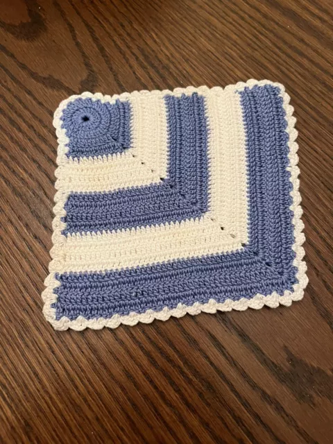 Blue/White Diamond Crocheted Doily Pot Holder