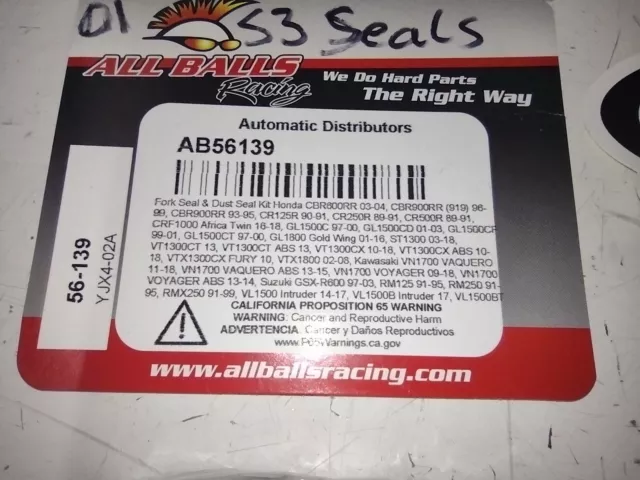 All Balls Fork Oil & Dust Seal Kit 56-139 Triumph Speed Triple 955i, Daytona
