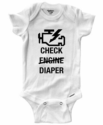 Baby Bodysuit One-Piece Infant  Romper Funny Check Diaper gift shower Car Racing