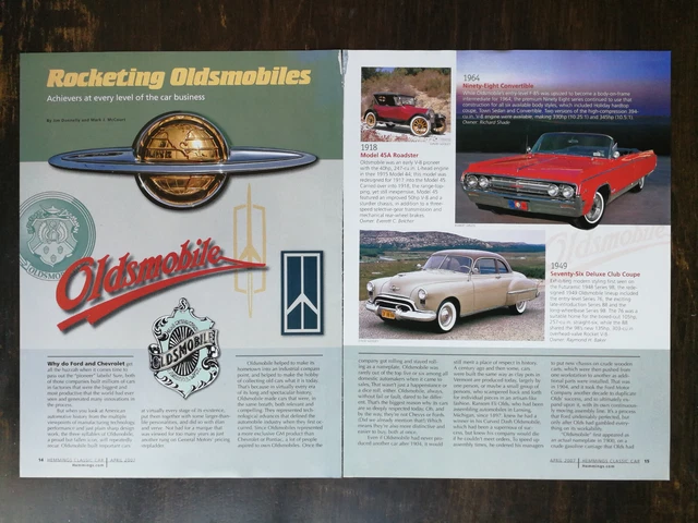 The History of Oldsmobile 7-Page Original Color Article - 823