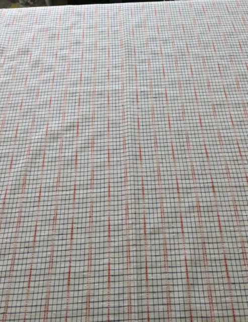 BTY X 44& Cotton Blend Fabric WHITE w/RED AND BLUE Linen-Look-Alike £9. ...