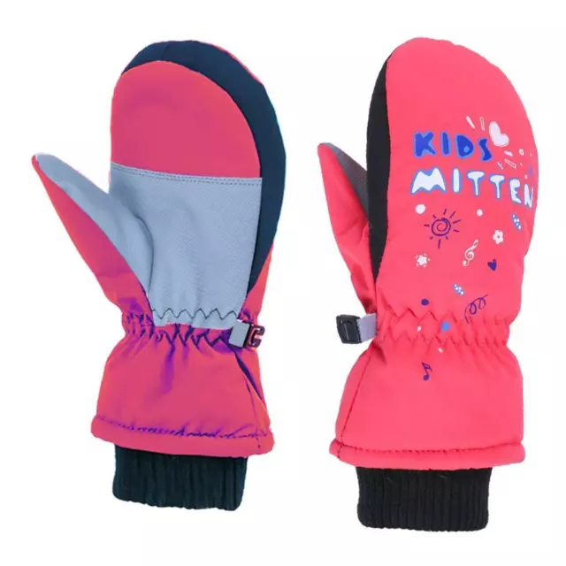 Kids Toddlers Lining Winter Waterproof Windproof Snow Ski Mittens Pink XS