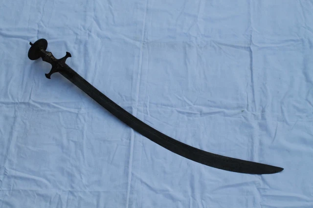 v.v rare old  indo- Persian Sikh silver damascened tegha sword Damascus pattern