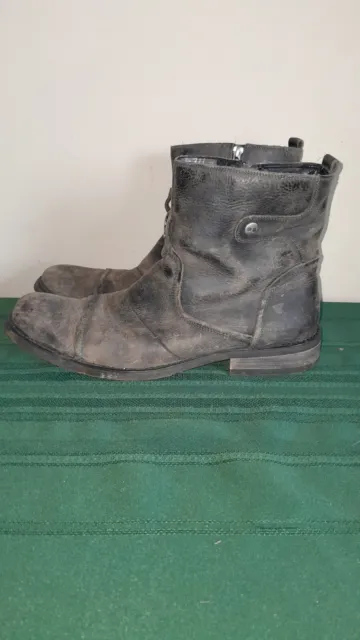 Bed Stu Burst Men's Size 9.5 Distressed  Leather Boots Ankle Zip Up Shoes