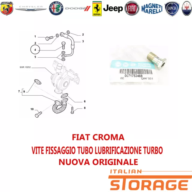 Fiat Croma Vite Fissaggio Tubo Lubrificazione Turbo Nuovo Originale 71752469