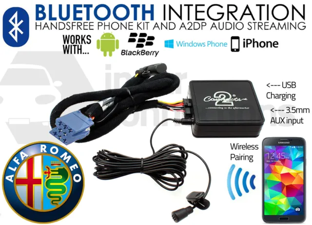 Alfa Romeo 156 Bluetooth Musique Streaming Adaptateur Kit Appels CTAARBT001 Aux